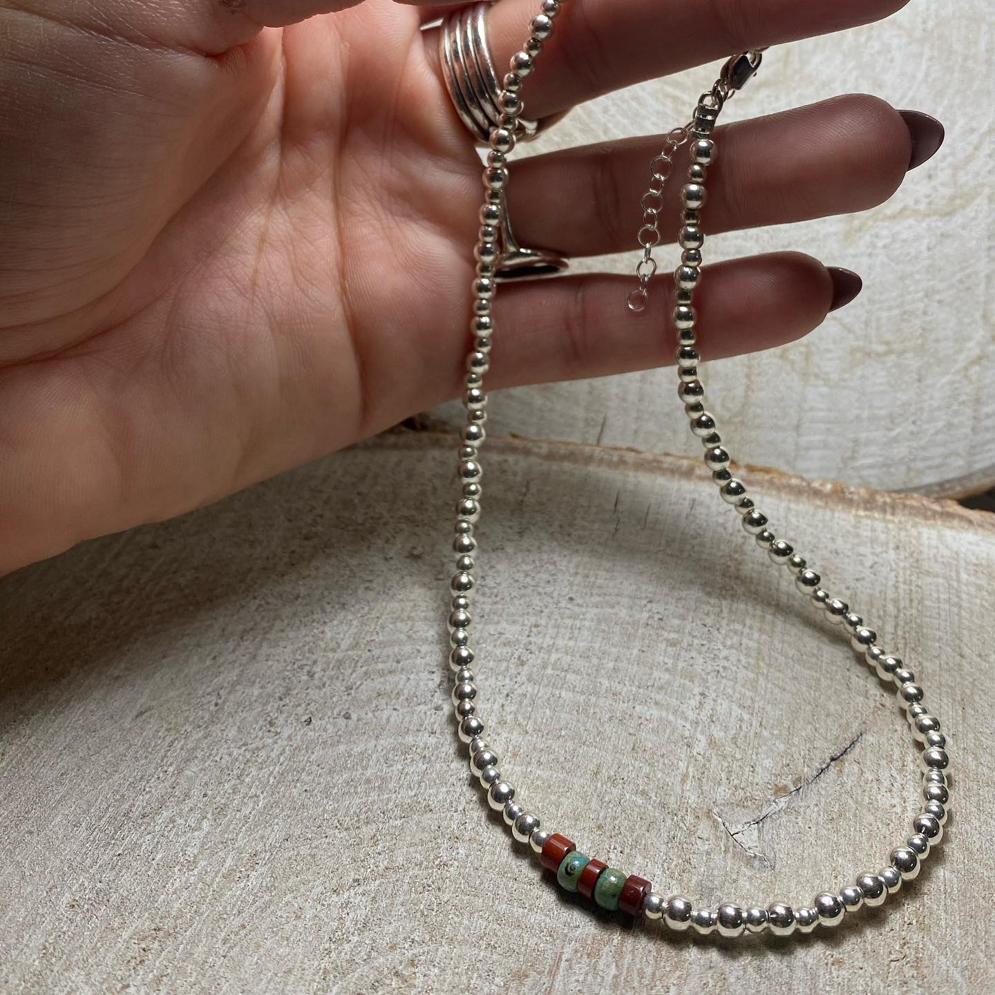 שרשרת חרוזי כסף925